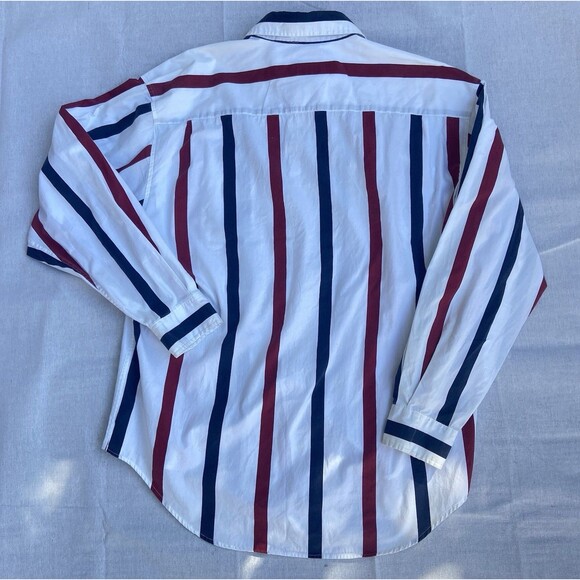 Vintage GAP Men’s XL Striped Button Down Shirt Red White Blue Y2K - Picture 13 of 16